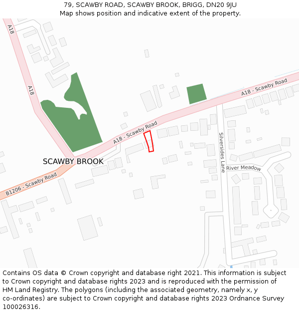 79, SCAWBY ROAD, SCAWBY BROOK, BRIGG, DN20 9JU: Location map and indicative extent of plot