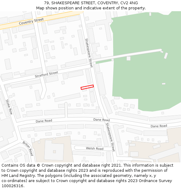 79, SHAKESPEARE STREET, COVENTRY, CV2 4NG: Location map and indicative extent of plot