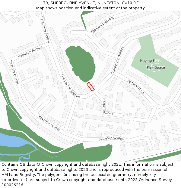 79, SHERBOURNE AVENUE, NUNEATON, CV10 9JF: Location map and indicative extent of plot