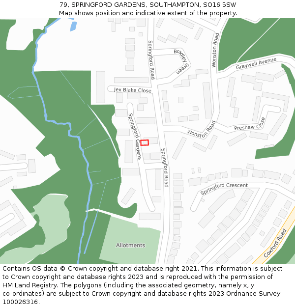 79, SPRINGFORD GARDENS, SOUTHAMPTON, SO16 5SW: Location map and indicative extent of plot