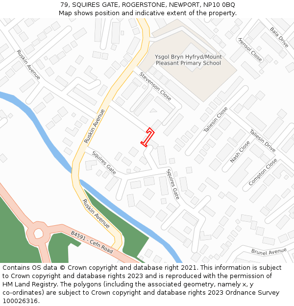 79, SQUIRES GATE, ROGERSTONE, NEWPORT, NP10 0BQ: Location map and indicative extent of plot