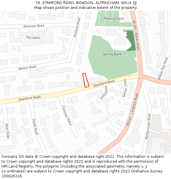 79, STAMFORD ROAD, BOWDON, ALTRINCHAM, WA14 2JJ: Location map and indicative extent of plot