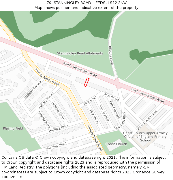 79, STANNINGLEY ROAD, LEEDS, LS12 3NW: Location map and indicative extent of plot
