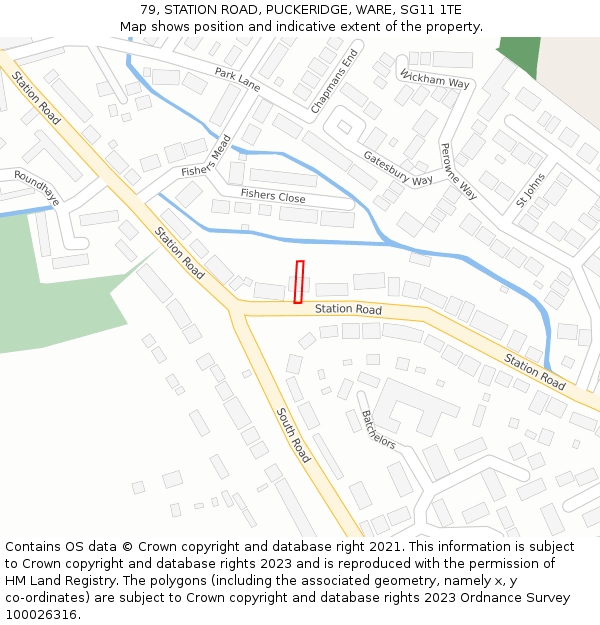 79, STATION ROAD, PUCKERIDGE, WARE, SG11 1TE: Location map and indicative extent of plot