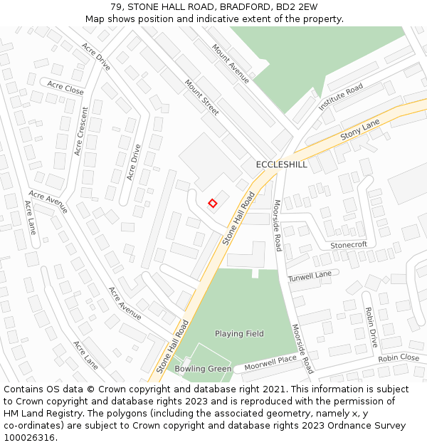 79, STONE HALL ROAD, BRADFORD, BD2 2EW: Location map and indicative extent of plot