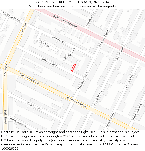 79, SUSSEX STREET, CLEETHORPES, DN35 7NW: Location map and indicative extent of plot