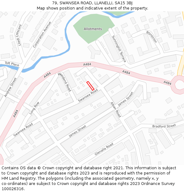 79, SWANSEA ROAD, LLANELLI, SA15 3BJ: Location map and indicative extent of plot