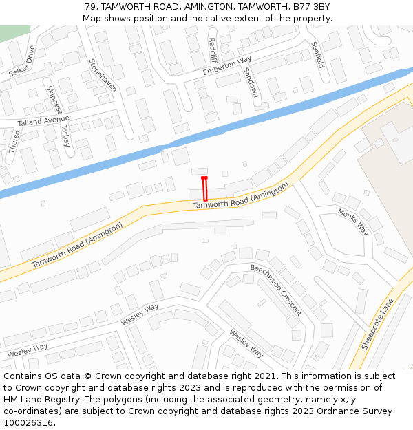 79, TAMWORTH ROAD, AMINGTON, TAMWORTH, B77 3BY: Location map and indicative extent of plot