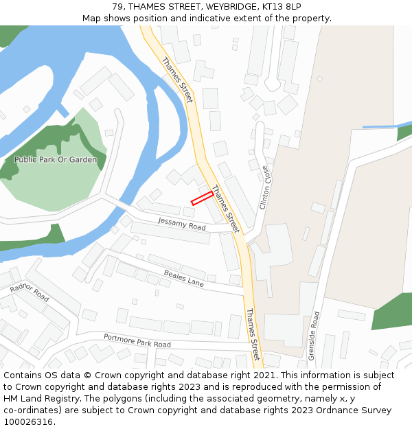 79, THAMES STREET, WEYBRIDGE, KT13 8LP: Location map and indicative extent of plot