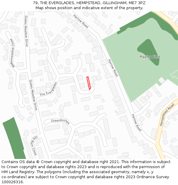 79, THE EVERGLADES, HEMPSTEAD, GILLINGHAM, ME7 3PZ: Location map and indicative extent of plot