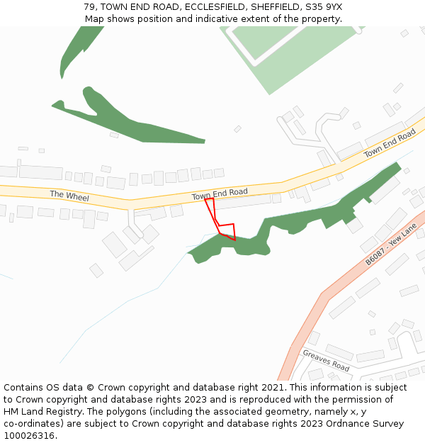79, TOWN END ROAD, ECCLESFIELD, SHEFFIELD, S35 9YX: Location map and indicative extent of plot