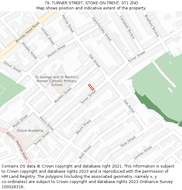79, TURNER STREET, STOKE-ON-TRENT, ST1 2ND: Location map and indicative extent of plot