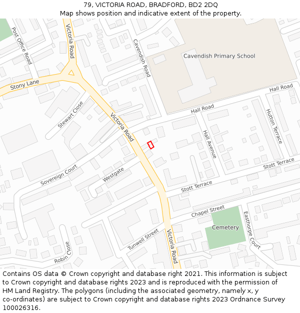 79, VICTORIA ROAD, BRADFORD, BD2 2DQ: Location map and indicative extent of plot