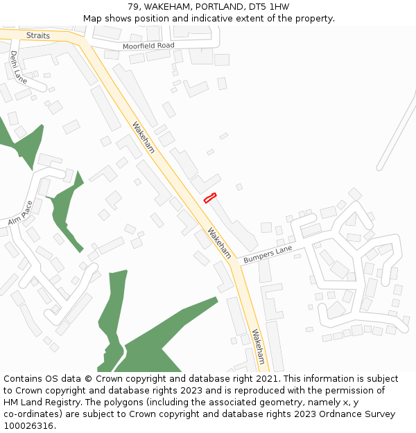 79, WAKEHAM, PORTLAND, DT5 1HW: Location map and indicative extent of plot