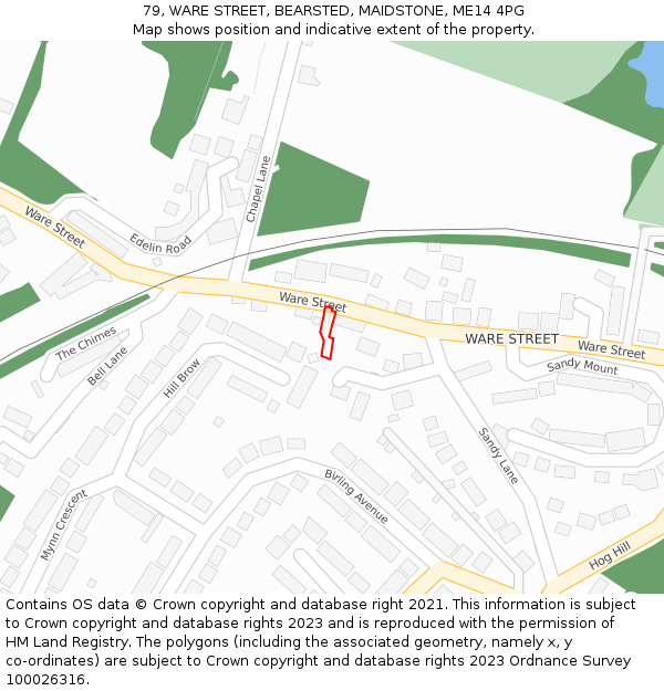 79, WARE STREET, BEARSTED, MAIDSTONE, ME14 4PG: Location map and indicative extent of plot