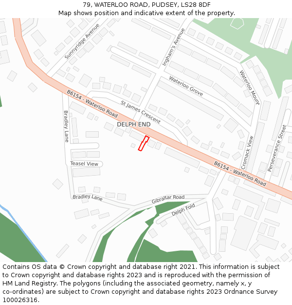 79, WATERLOO ROAD, PUDSEY, LS28 8DF: Location map and indicative extent of plot