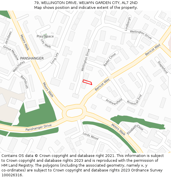 79, WELLINGTON DRIVE, WELWYN GARDEN CITY, AL7 2ND: Location map and indicative extent of plot