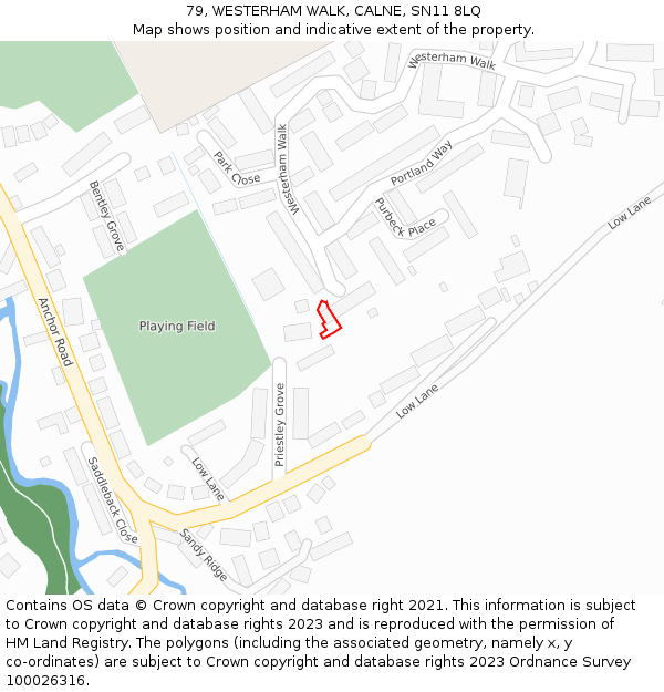 79, WESTERHAM WALK, CALNE, SN11 8LQ: Location map and indicative extent of plot