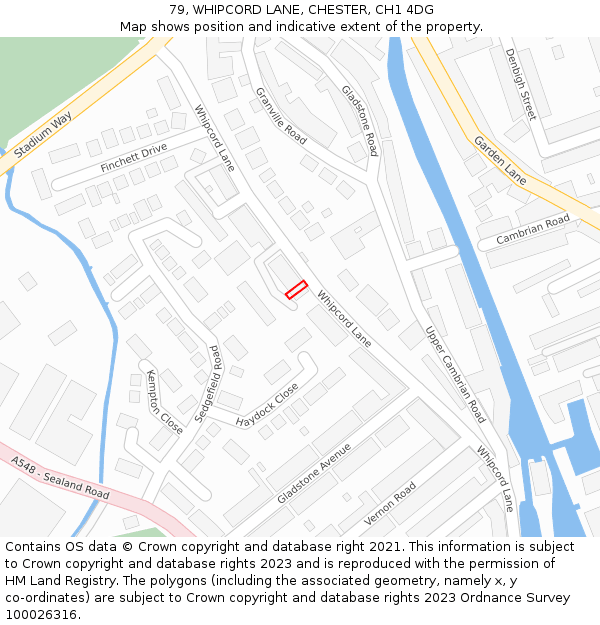 79, WHIPCORD LANE, CHESTER, CH1 4DG: Location map and indicative extent of plot