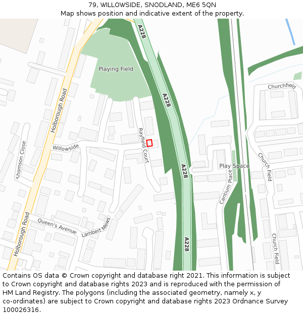 79, WILLOWSIDE, SNODLAND, ME6 5QN: Location map and indicative extent of plot
