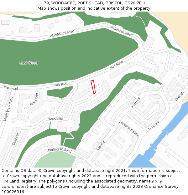 79, WOODACRE, PORTISHEAD, BRISTOL, BS20 7EH: Location map and indicative extent of plot