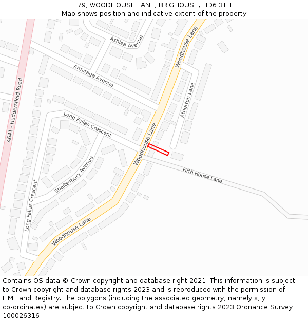 79, WOODHOUSE LANE, BRIGHOUSE, HD6 3TH: Location map and indicative extent of plot