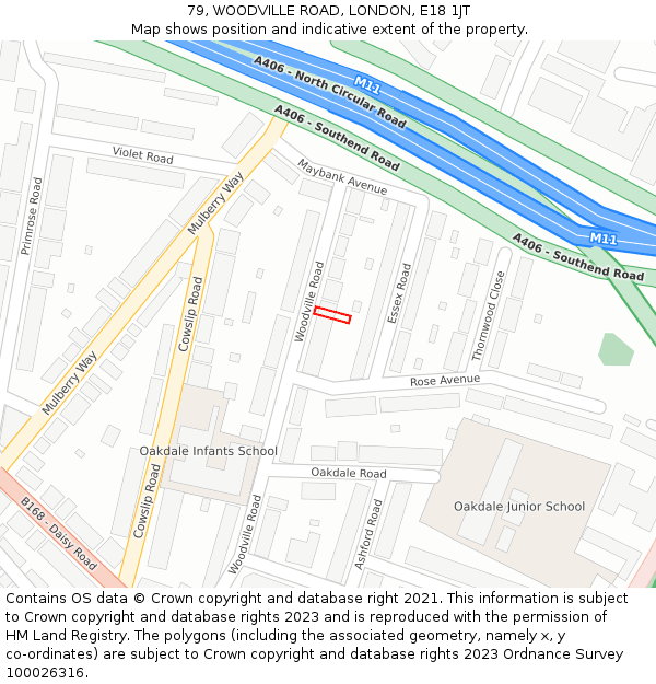 79, WOODVILLE ROAD, LONDON, E18 1JT: Location map and indicative extent of plot