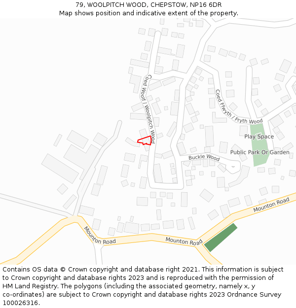 79, WOOLPITCH WOOD, CHEPSTOW, NP16 6DR: Location map and indicative extent of plot