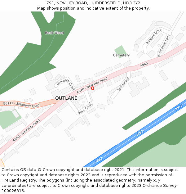 791, NEW HEY ROAD, HUDDERSFIELD, HD3 3YP: Location map and indicative extent of plot