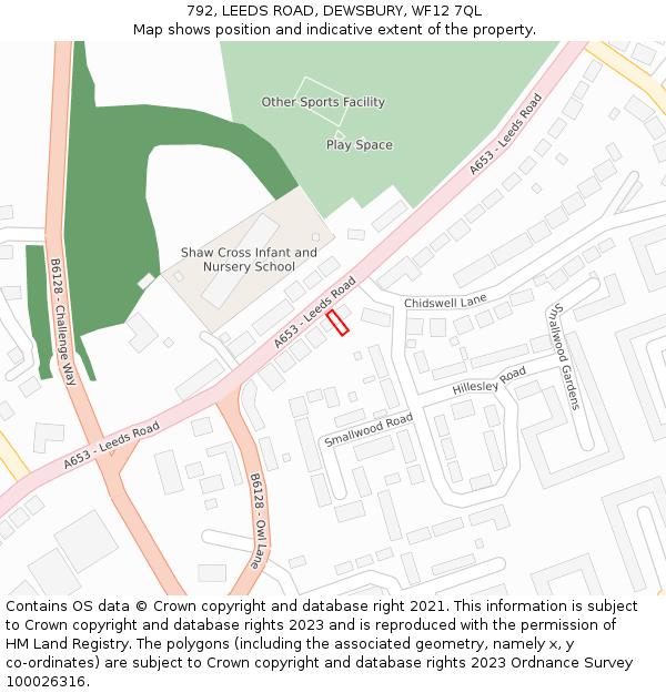 792, LEEDS ROAD, DEWSBURY, WF12 7QL: Location map and indicative extent of plot
