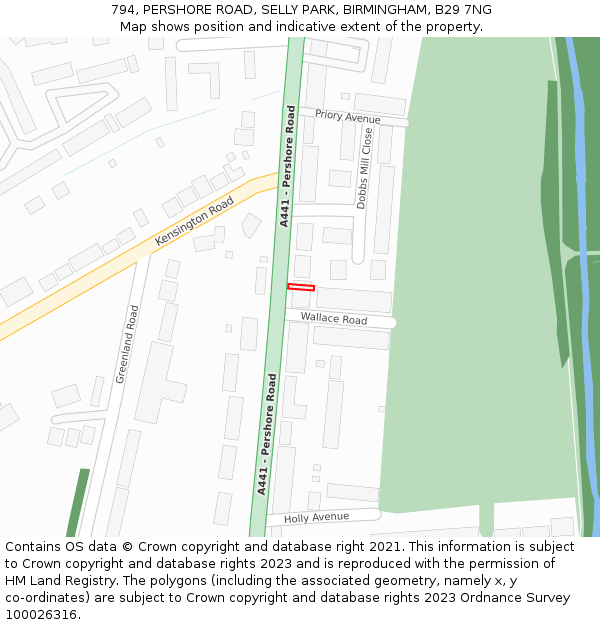 794, PERSHORE ROAD, SELLY PARK, BIRMINGHAM, B29 7NG: Location map and indicative extent of plot