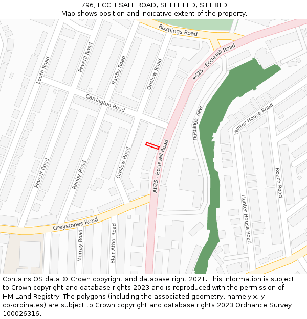 796, ECCLESALL ROAD, SHEFFIELD, S11 8TD: Location map and indicative extent of plot