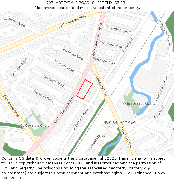 797, ABBEYDALE ROAD, SHEFFIELD, S7 2BH: Location map and indicative extent of plot