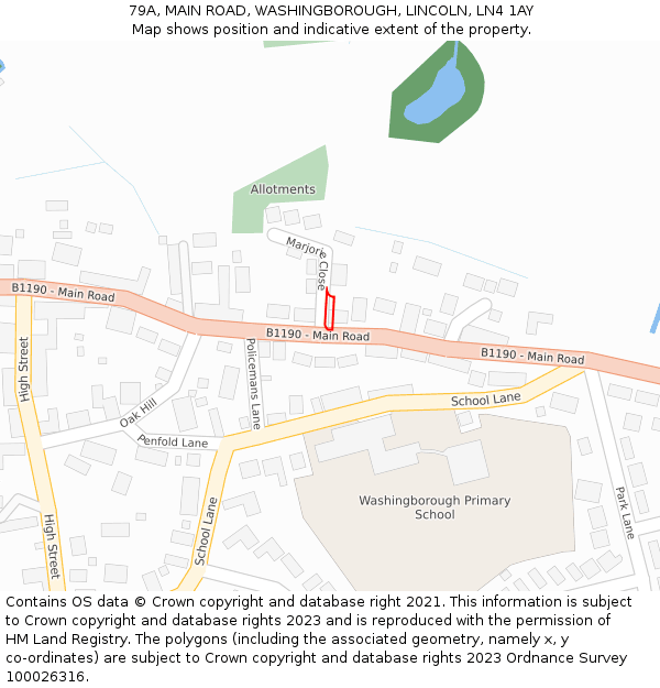 79A, MAIN ROAD, WASHINGBOROUGH, LINCOLN, LN4 1AY: Location map and indicative extent of plot