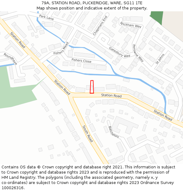 79A, STATION ROAD, PUCKERIDGE, WARE, SG11 1TE: Location map and indicative extent of plot