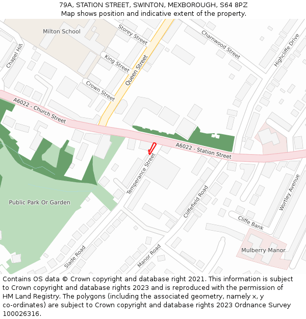 79A, STATION STREET, SWINTON, MEXBOROUGH, S64 8PZ: Location map and indicative extent of plot