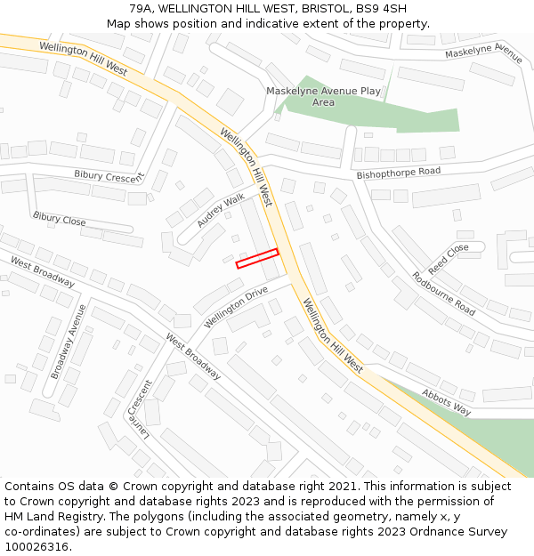 79A, WELLINGTON HILL WEST, BRISTOL, BS9 4SH: Location map and indicative extent of plot