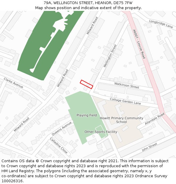 79A, WELLINGTON STREET, HEANOR, DE75 7FW: Location map and indicative extent of plot