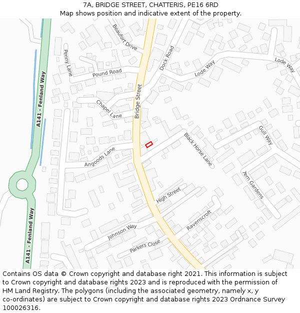 7A, BRIDGE STREET, CHATTERIS, PE16 6RD: Location map and indicative extent of plot