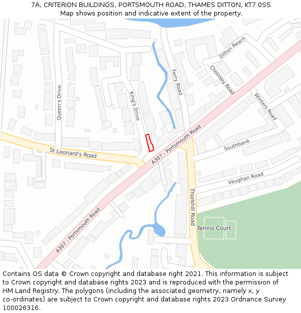 7A, CRITERION BUILDINGS, PORTSMOUTH ROAD, THAMES DITTON, KT7 0SS: Location map and indicative extent of plot