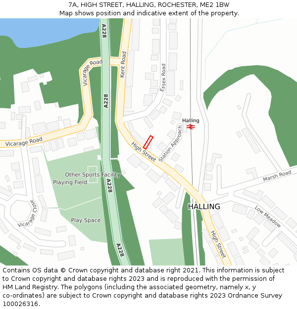 7A, HIGH STREET, HALLING, ROCHESTER, ME2 1BW: Location map and indicative extent of plot