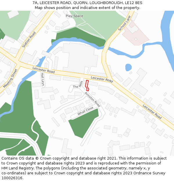 7A, LEICESTER ROAD, QUORN, LOUGHBOROUGH, LE12 8ES: Location map and indicative extent of plot