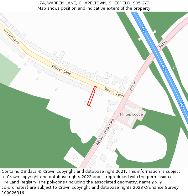 7A, WARREN LANE, CHAPELTOWN, SHEFFIELD, S35 2YB: Location map and indicative extent of plot
