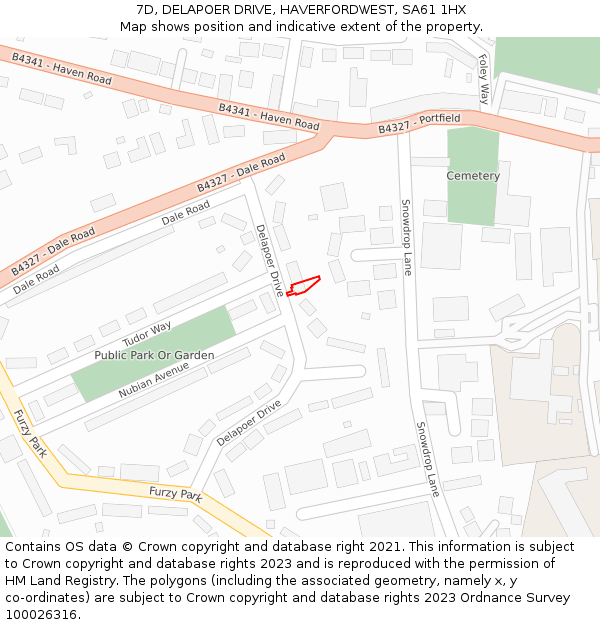7D, DELAPOER DRIVE, HAVERFORDWEST, SA61 1HX: Location map and indicative extent of plot
