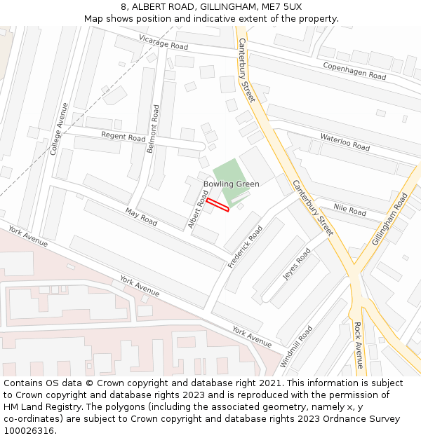 8, ALBERT ROAD, GILLINGHAM, ME7 5UX: Location map and indicative extent of plot