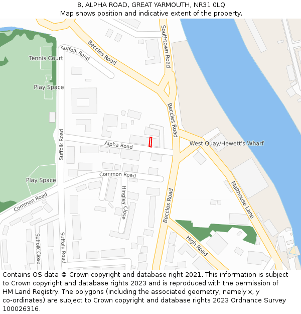 8, ALPHA ROAD, GREAT YARMOUTH, NR31 0LQ: Location map and indicative extent of plot