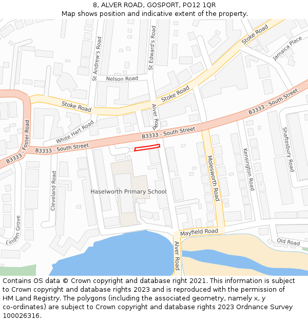 8, ALVER ROAD, GOSPORT, PO12 1QR: Location map and indicative extent of plot