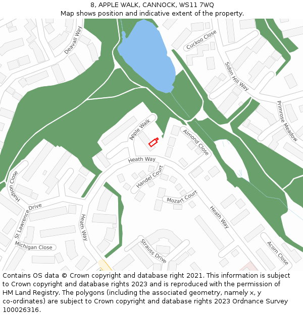 8, APPLE WALK, CANNOCK, WS11 7WQ: Location map and indicative extent of plot