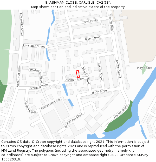 8, ASHMAN CLOSE, CARLISLE, CA2 5SN: Location map and indicative extent of plot