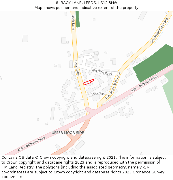 8, BACK LANE, LEEDS, LS12 5HW: Location map and indicative extent of plot